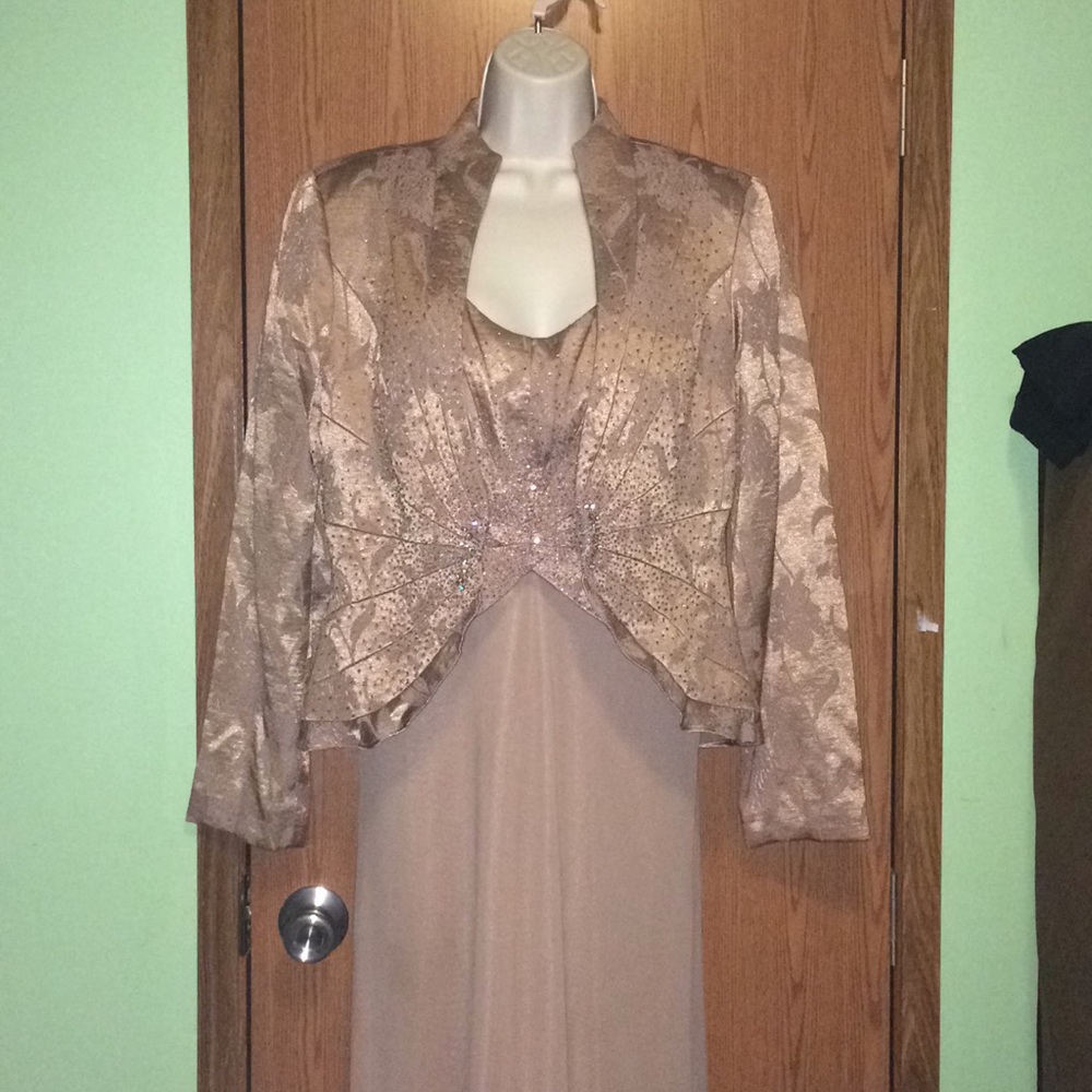 2 piece, beige maxi dress.